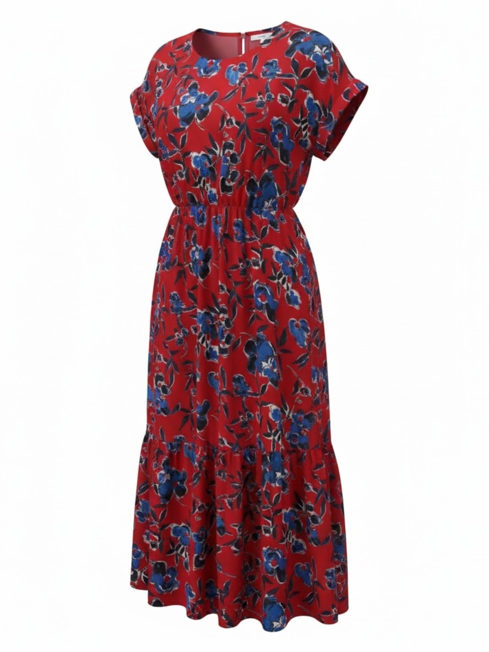 Halogen Red Floral Tiered Maxi Dress